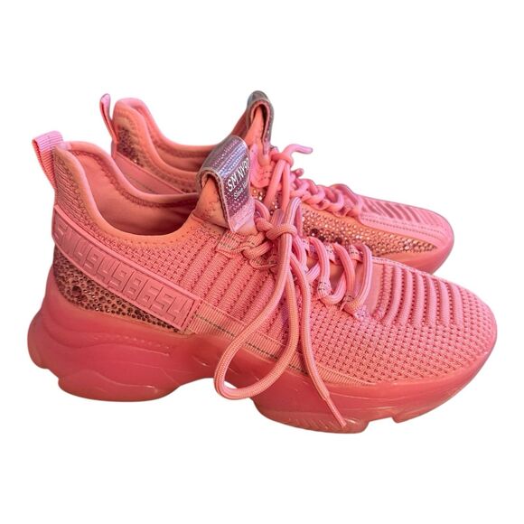 Steve Madden Maxima Sneakers Women Sz 5 Fuchsia Pink Embellished Sparkle - Picture 7 of 13